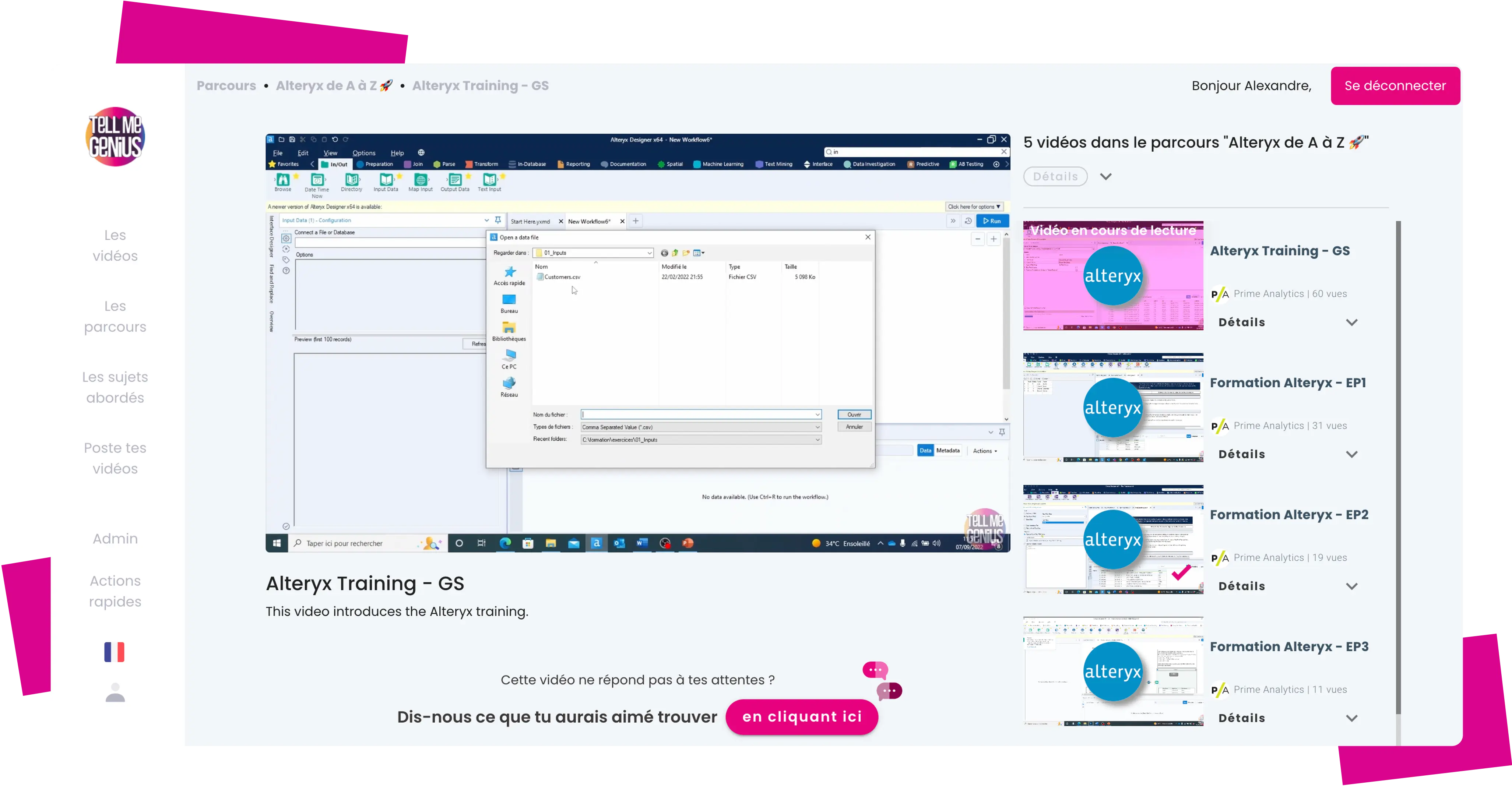 Tellmegenius.io complète les formation outils ou métiers avec du contenu vidéo pertinent.